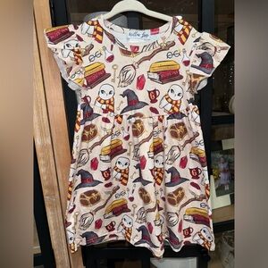 Harry Potter toddler girl dress sorting hat owls scarf golden quidditch print